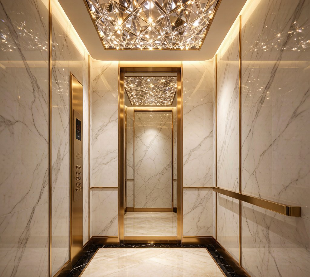 Luxury marble car with brass gold trim