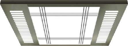 Elevator car ceiling, hairline stainless steel frame with acrylic grid panel