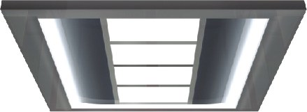 Elevator car ceiling, mirror stainless steel with acrylic panel and built-in lights