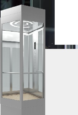 Slim glass observation car with circular light ceiling