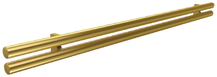 Twin-bar gold-finish handrail for elevator car