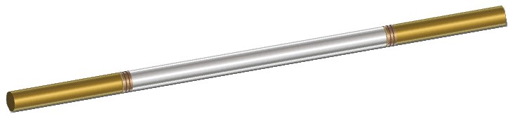 Stainless steel handrail with gold-finish ends