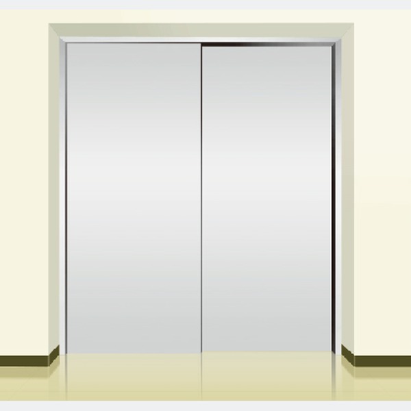Side-opening landing door in painted steel