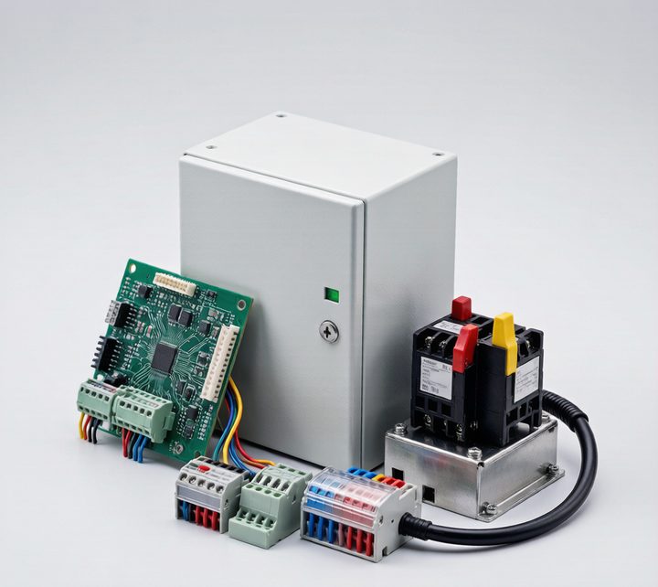 W&E elevator control cabinet with PCB and contactors