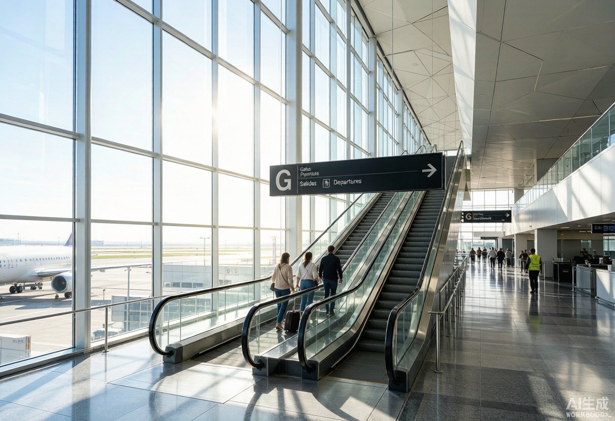 Moving walkway in airport terminal