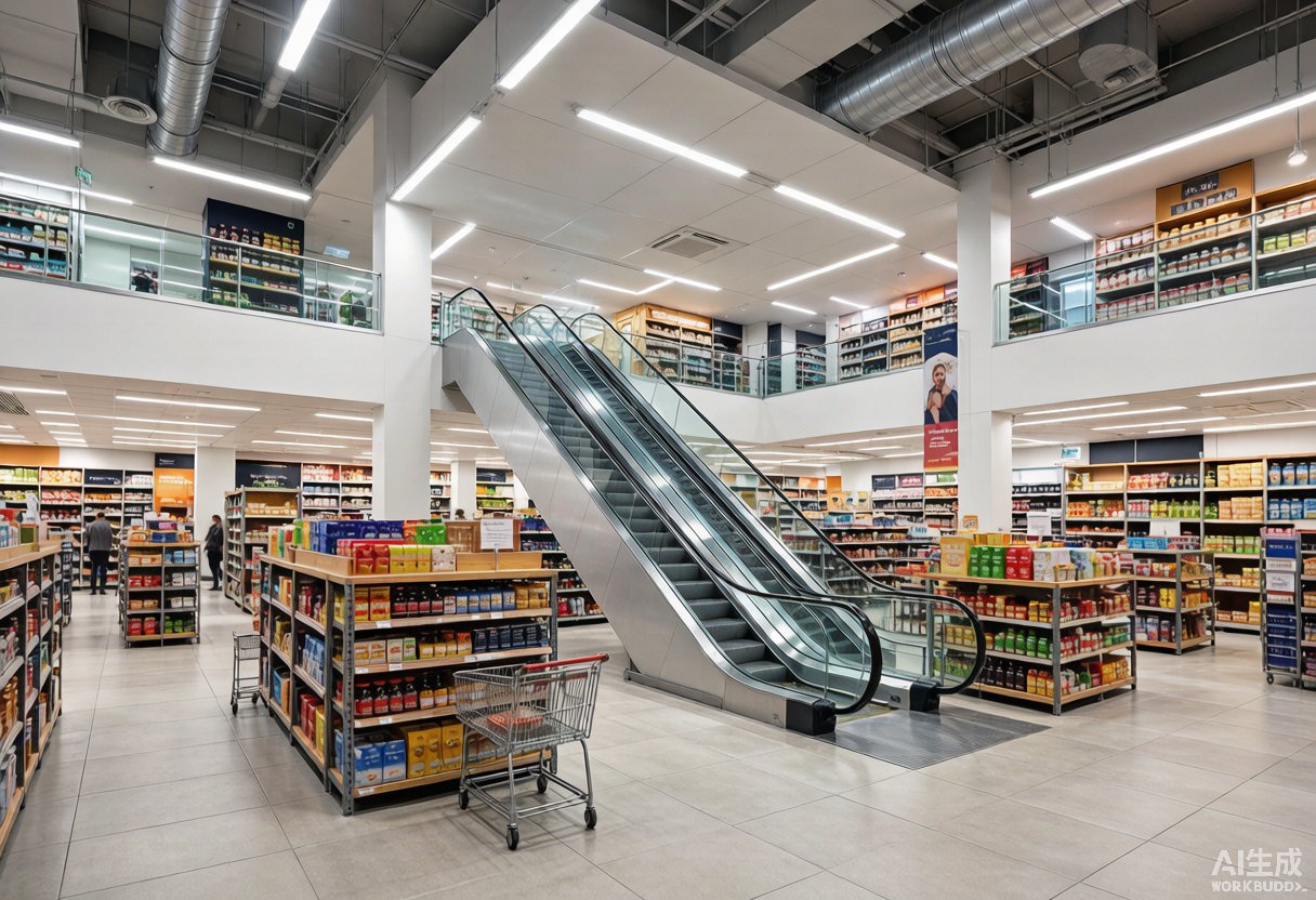 Escalator in a hypermarket